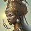 Placeholder: sango fantasy, fantasy magic, intricate, sharp focus, illustration, highly detailed, digital painting, concept art, matte, artgerm and paul lewin and kehinde wiley, masterpiece silver elephant head bronze Asian African girl nice breast Afo hair turquoise sun rain waves