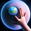 Placeholder: a Childs hand, containing the world, 8k, photorealistic