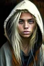 Placeholder: 18 year old gypsy girl with dirtblonde hair, hooded