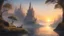 Placeholder: Style John Howe, sunrise, relaxation, luxury, dream world, calm beauty, fantasy world, magic, beautiful composition, exquisite detail, 135mm lens