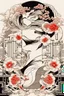 Placeholder: Create a captivating modern 2d Japanese tattoo design for print , using the elegant influences of japan art style, for print, dynamic elements from fashion and design, and bold Japanese art aesthetics, framing centered in the center, distanced from the edges of the paper perimeter, perfect anatomy, bauhaus, Divine Proportion,
