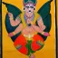 Placeholder: cow with wings holding a lotus and man in Indian painting style