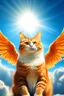 Placeholder: orange cat with stripes in heaven with wings and a halo