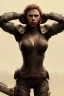 Placeholder: full body, Scarlett Johansson identify face, leather armour , big busty , pintura, ,details,texture,8k quality, florest, Minimalism, Romanticism, Expressionism, Impressionism