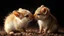 Placeholder: romantic photograph of two small animals in a loving relationship, halo lighting, chiaroscuro, beautiful photo