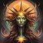 Placeholder: create a haunted star formed celestial female entity with highly detailed, sharply lined facial features, , finely drawn, boldly inked, in soft celestial colors, otherworldly, ethereal, and majestic in the style of Peter Mohrbacher