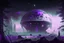 Placeholder: Futuristic Colony, White Building, Human Colony, Large Dome, Alien Planet, Corrupted Forest, Dense Purple Fog, Dead Soil, Black Night Sky, Stars, Space, Distant Planets