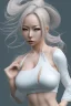 Placeholder: isometric clean art of super japanese woman hitomi tanaka, busty hitomi tanaka,. White clothes, soft lighting, soft pastel gradients, high definition, 3d icon clay render, blender 3d