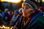 Placeholder: mujer anciana mapuche en ceremonia religiosa al amanecer en la Patagonia argentina
