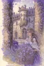 Placeholder: The courtyard of an ancient French castle, beautiful perfect faced woman with a basket of lavender in her arms by Jean-Baptiste Monge, watercolor and ink, intricate details, fantasy, beautiful, award winning, colorful, fantastic view, crisp quality in sunshine