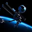 Placeholder: In a sci-fi starry sky background, a slender space flexible robotic arm is located on the satellite in the frame.