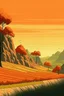 Placeholder: Rice field，Trees，Warm color palette，Animation，cliff