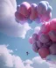 Placeholder: Ultra realistic clouds sky scene, wide angle, medium shot view, portrait, sweet Childs, free jumping flying, trinkets, monster hair, jelly beans, balls, smile, happy, Peter Pan style, inflatable color clothing, extreme, wind, clouds sea, 20,000 feet altitude, stratosphere, soft color, highly detailed, unreal engine 5, ray tracing, RTX, lumen lighting, ultra detail, volumetric lighting, 3d, finely drawn, high definition, high resolution.