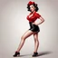 Placeholder: pinup girl wearing red and black colors, full body, detailed, realistic, isolated on white background