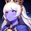 Placeholder: Goddes of time, space, girl, cute, purple skin, portrait, max detail, hd, crown