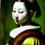 Placeholder: Portrait of a japanese long hair woman green sad eyes looking to viewer beautiful busty voluptous by JOHANNES VERMEER Ingres 8k