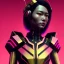 Placeholder: Medium Close Up Portrait, Front image. cyberpunk Asian woman, pink short hair. rabbit mask, latex suit. Red, black, gold, color. Punk style. Gradient background, highly detailed, concept art, smooth, unreal engine 5, god rays, ray tracing, RTX, lumen lighting, ultra detail, volumetric lighting, 3d, finely drawn, high definition, high resolution.