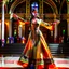 Placeholder: azeri female full bdy with traditional dance clothing in modern stage in a royal hall