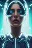 Placeholder: cyberpunk, head, women,long hair, portrait, tron