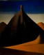 Placeholder: A dark brown dry mountain designed in ancient Egyptian architectures and sculptures painted by Alexej von Jawlensky