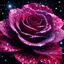 Placeholder: a (frozen:1.1) cosmic rose, the petals glitter with a crystalline shimmer, swirling nebulas, 8k unreal engine photorealism, ethereal lighting, red, nighttime, darkness, surreal art, black background