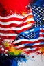Placeholder: an expressive painting of the Olympic flag and the American flag blended with warmth