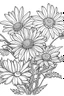 Placeholder: Outline art for coloring page, DAISIES, coloring page, white background, Sketch style, only use outline, clean line art, white background, no shadows, no shading, no color, clear