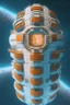 Placeholder: a huge space station shaped like a cylinder in deep space