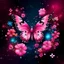 Placeholder: Crear una mariposa color rosa, con muchas flores alrededor en el espacio