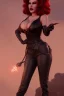 Placeholder: Rita Hayworth as evil queen in black leather, busty, cleavage, curvy, angry, stern look. character design by cory loftis, fenghua zhong, ryohei hase, ismail inceoglu and ruan jia. unreal engine 5, artistic lighting, highly detailed, photorealistic, fantasy