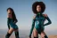 Placeholder: A youthful dreamer with brown skin once flawless, scarred around her hands and a long scar across her left eye. With long curly black hair that flows down her back and cascades over her shoulders. She stands 5 inches taller wearing teal thigh high boots, wearing a matching teal leather skintight catsuit. Around her waist a simple berry colored sash, around her shoulders, a black shawl.