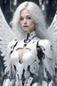 Placeholder: robot, beautiful woman, white hair, angel,