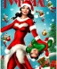 Placeholder: woman elve. Christmas scene. poster. marvel comic.