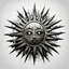 Placeholder: post-apocalyptic monochromatic sun vector icon stylized on the white background