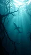 Placeholder: An aunderwater , black vein, human veins, mixing together a lot of them, like a forest, big and small veins a lot of them, an airplane sinking underwater