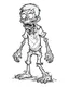 Placeholder: cartoon zombie, coloring image, full body (((((white background))))), only use an outline., real style, line art, white color, clean line art, white background, Sketch style