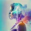 Placeholder: smoke plume, smog, city scape with pollution, woman, double exposure photography, colourful nature, clean sharp focus, on white background, Fractal Geometry buildings, sacred geometry