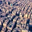 Placeholder: Bird's eye view of a beautiful, human scaled city with beautiful buildings, attractive squares, happy people, hyperrealistic, 4K, liveable, urban design,