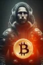Placeholder: men in the bitcoin brain, Fire theme art, Dark moody night atmosphere, , 8K, close-up face, anatomically perfect face