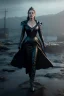 Placeholder: Kate Winslet as evil queen in black leather gown, cleavage, angry, stern look, unreal 5, octane render,cinema4d, dynamic lighting, dramatic lighting, 4k, redshift render, highly detailed, hyper realistic