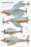 Placeholder: aeroplane inspired by shark with side view , quarter view and front view