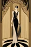 Placeholder: a woman with feathers in an Art Deco foyer by artist "Erté"