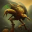 Placeholder: a digital art ibis in metallic gold and orange and green battle armor, in a hurricane, a highly detailed illustration, background of Celtic jungle, realistic render, 8 k, micro detail, intricate, elegant, centered, digital painting, Artstation, smooth, sharp focus, illustration, artgerm, tomasz alen kopera, peter mohrbacher, donato giancola, joseph christian leyendecker, wlop, boris vallejo