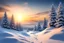 Placeholder: Winter landscape wallpaper with sunrise, with Christmas elements, but exposed