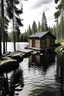 Placeholder: hut by a lake in Finland with access to water