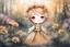 Placeholder: double exposure, merged layers, painted and burned burlap, cute chibi anime flower princess in a flowergarden, melting watercolor and black ink outlines on wet paper, soft, shading strokes, in sunshine, ethereal, otherwordly, cinematic postprocessing, bokeh, dof