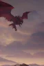 Placeholder: detailed oil painting, renaissance style, of dragon flying across an open field, breathing fire, mountains in distance