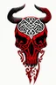 Placeholder: wolf skull with simple and minimalistic thick lined red celtic war paint on it