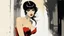 Placeholder: [art by Corto Maltese, hugo pratt] on the doorstep: Vampirella the vampire in a party, she claims to be the daughter of Lilith, whom popular medieval Jewish lore depicts as the first wife of Adam.