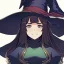 Placeholder: retro anime style, witch, witch hat, witch robe, expression smiling, portrait